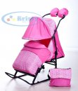Санки-коляска Luxury Snow Kristy Luxe Comfort Розовое вязание